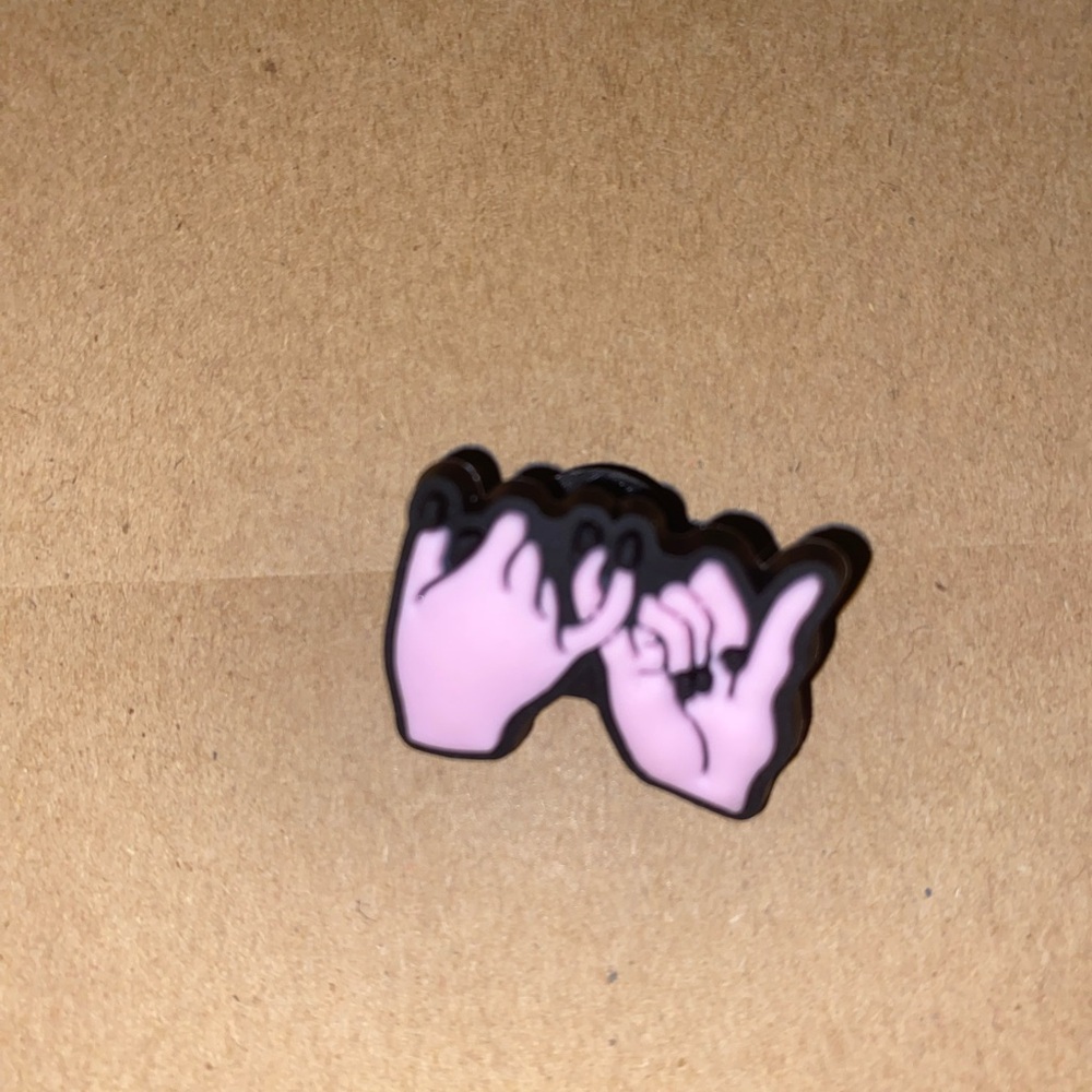 🐊6/$12🐊 Pink and Black Pinky Promise Croc Charm